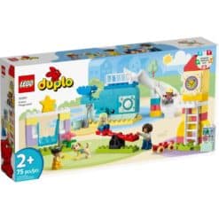 Unelmien leikkipuisto jossa ulkopuuhat siirtyvät sisälle rakennellessa hauskaa ja monipuolista LEGO® DUPLO® kaupunki Unelmien leikkipuisto (10991) settiä.