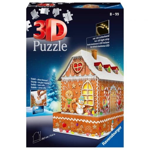 3D palapeli piparkakku talo 257 palaa valolla