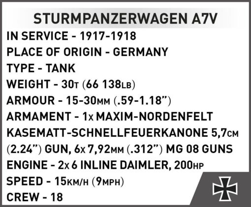 Cobi tankki 1:72 Sturmpanzerwagen a7v - Image 4