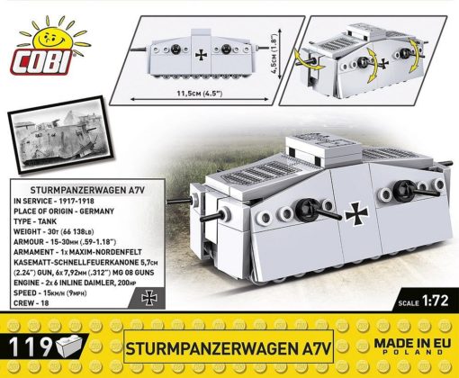 Cobi tankki 1:72 Sturmpanzerwagen a7v - Image 6
