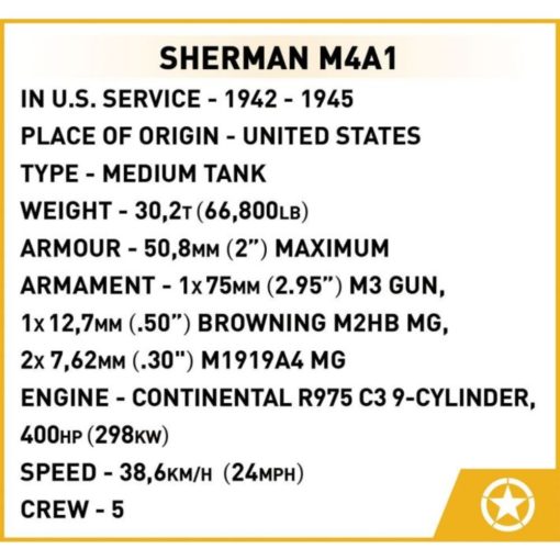 Cobi World War II tankki Sherman M4a1