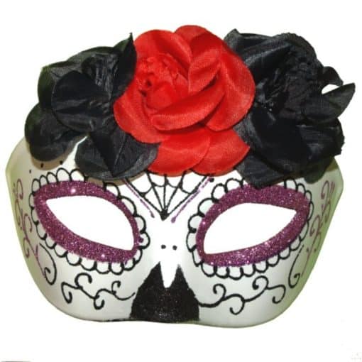 Naamiaisasu naamari Day of the Dead punainen/violetti tai punainen/musta - Image 2