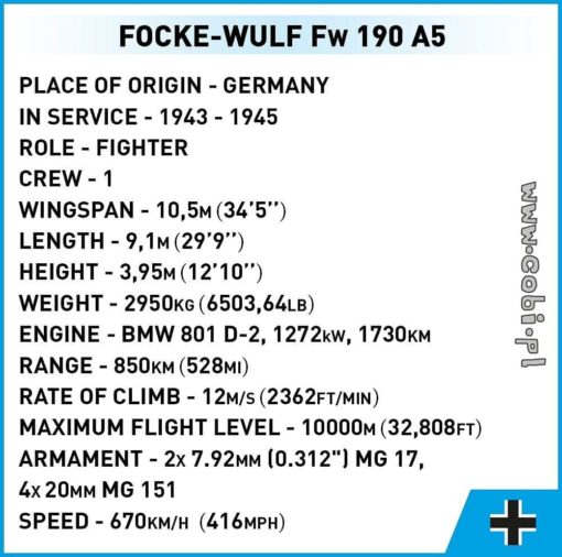 Cobi Lentokone Focke-Wulf FW 190 A5 - Image 8