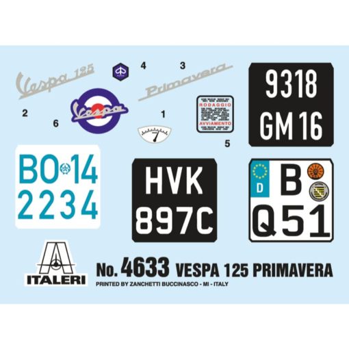 Italeri Vespa 125 Primavera skootteri 1:9 koottava pienoismalli - Image 4