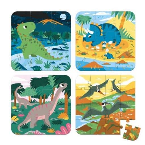 Janod Dinosaurukset palapelisalkku 4 palapeliä 6, 9, 12, 16 palaa - Image 2