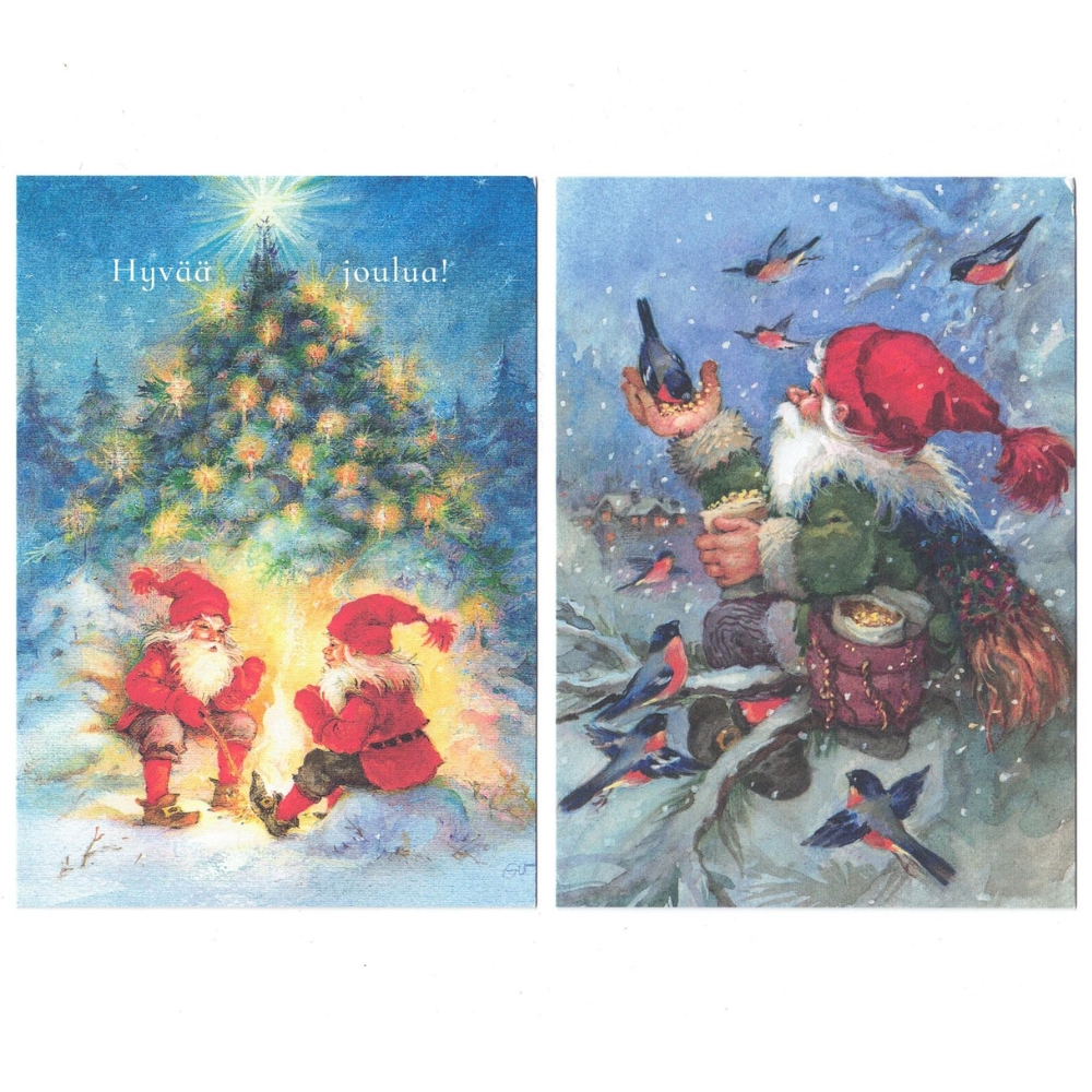 Joulukortti Linnapaperi tontut & eläimet erilaisia