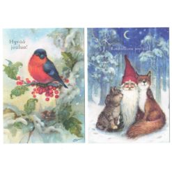 Joulukortti Linnapaperi tontut & eläimet erilaisia