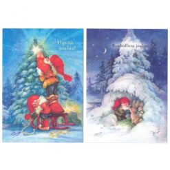 Joulukortti Linnapaperi tontut & eläimet erilaisia