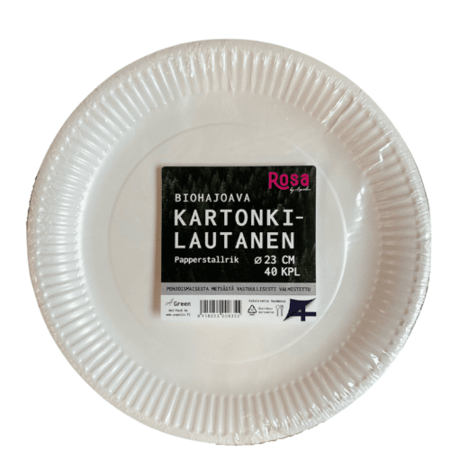 Kertakäyttölautanen kartonki 23 cm 40 kpl biohajoava