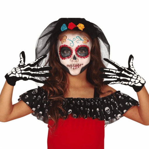 Lasten naamiaisasu Luurankokäsineet Halloween - Image 2