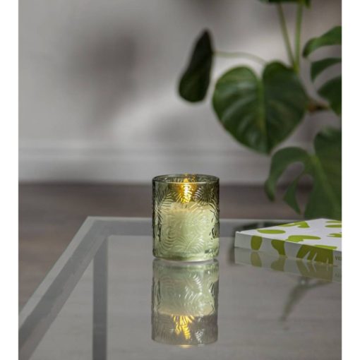 Led-pöytäkynttilä 12,5 cm vihreä Flamme Leaf