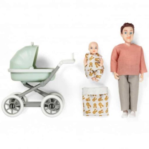 Lundby nukkekodin mies, vauva ja lastenvaunu - Image 3