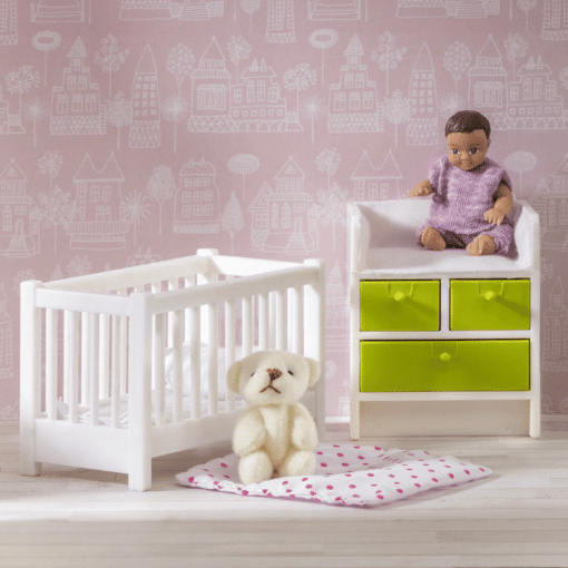 Lundby nukkekodin pinnasänky ja hoitopöytä - Image 3