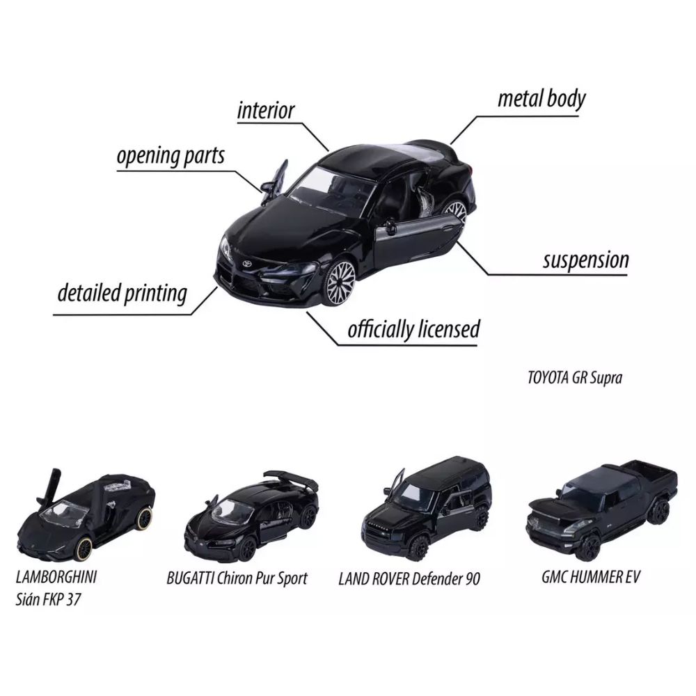 Majorette autot 5-Pack Autot Lahjapakkauksessa – Black Edition 2.0, 1:64 - Image 3