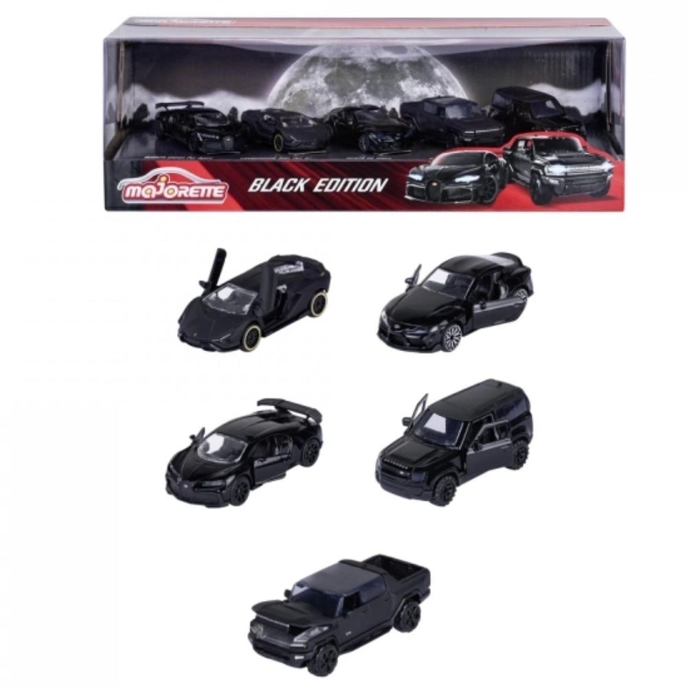 Majorette autot 5-Pack Autot Lahjapakkauksessa – Black Edition 2.0, 1:64