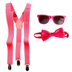 Naamiaislasit ja henkselit pinkki neon