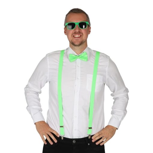 Naamiaislasit ja henkselit vihreä neon