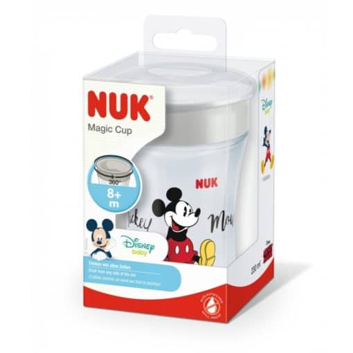 Nuk-juomamuki, jonka kyljessä on Mikki Hiiren kuvia