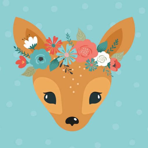 Onnittelukortti 1-osainen neliö bambi glitter