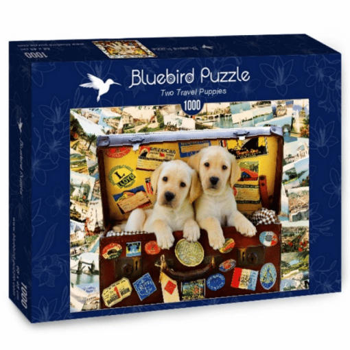 Palapeli 1000 palaa kultaisennoutajan pennut matkalla Bluebird Puzzle