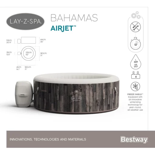 Poreallas Lay-Z-Spa Bahamas Airjet 180 x 66 cm Bestway - Image 7