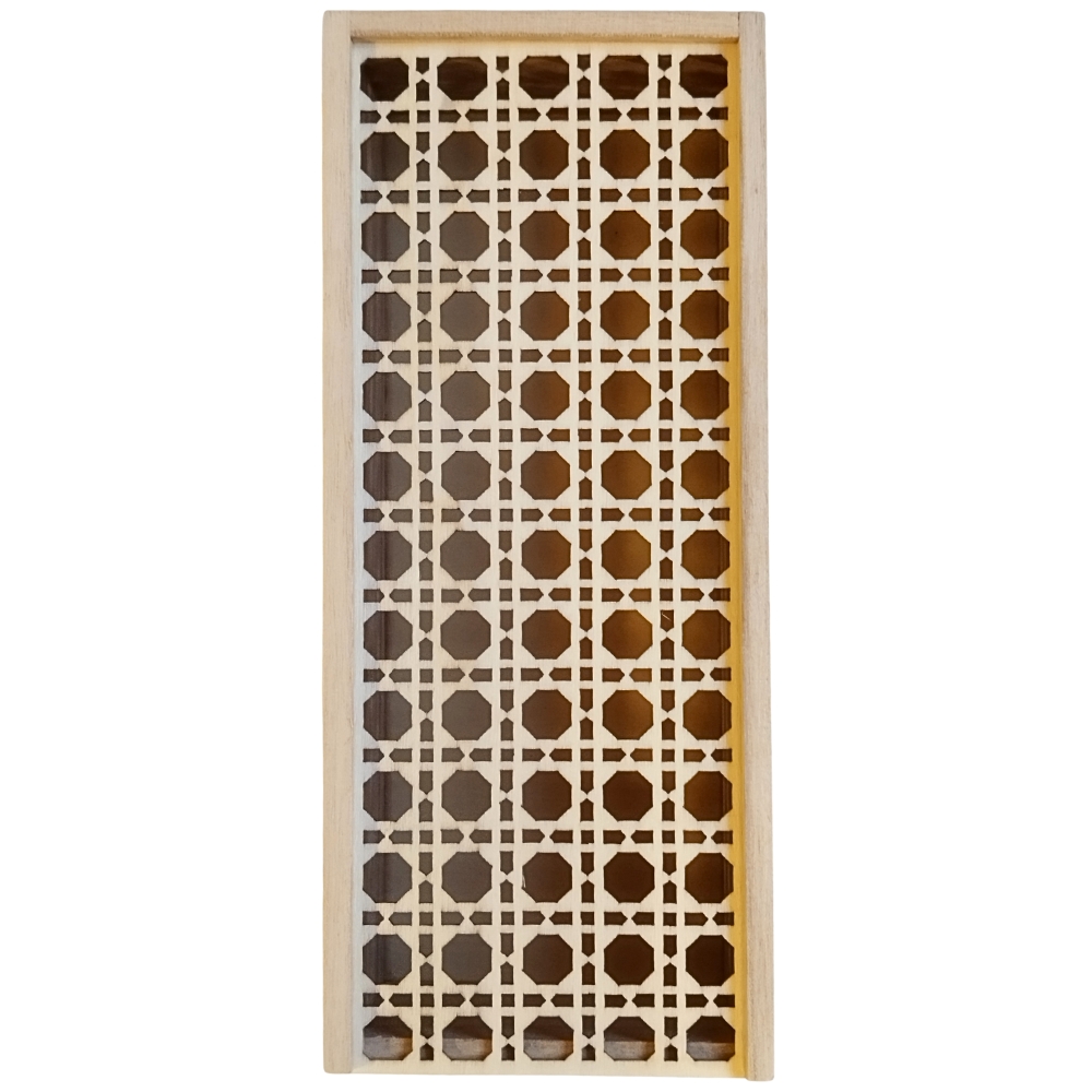 Puulaatikko laserkoriste rei'itetty liukukansi 24x10x7 cm