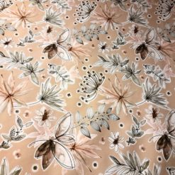 Pyöreä vahakangas 140 cm harmaa kukka beige pohja