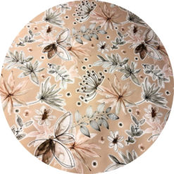 Pyöreä vahakangas 140 cm harmaa kukka beige pohja