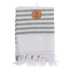 Pyyhe Fouta Hamam 80x170cm valko-vihreä