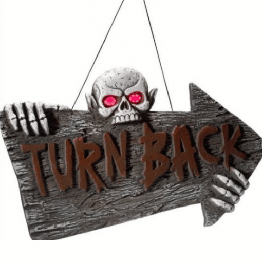 Halloween Turn Back-kyltti valoilla