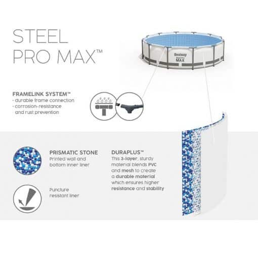 Uima-allas 305x76cm kehys harmaa Bestway 56408 Steel Pro Max - Image 9