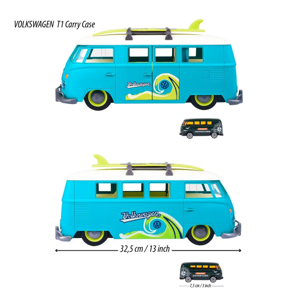 VW T1 Carry Case + 1 Car – Volkswagen Transporter -säilytysauto valoilla Majorette - Image 3