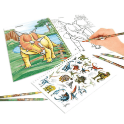 Värityskirja Dino World kynät Ja tarrat