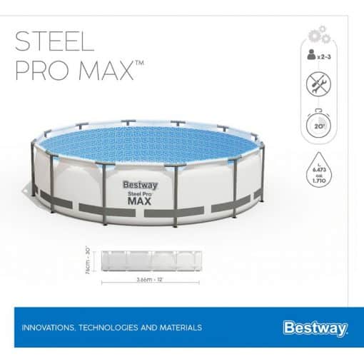 Uima-allas 366 x 76 cm kehys harmaa Bestway Steel Pro Max - Image 4