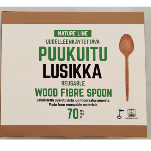 Puukuitu ruokalusikka uudelleenkäytettävä 70 kpl